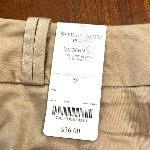 NEW Worthington Tan Modern Fit Dress Pants Size 2P - Picture 4 of 6